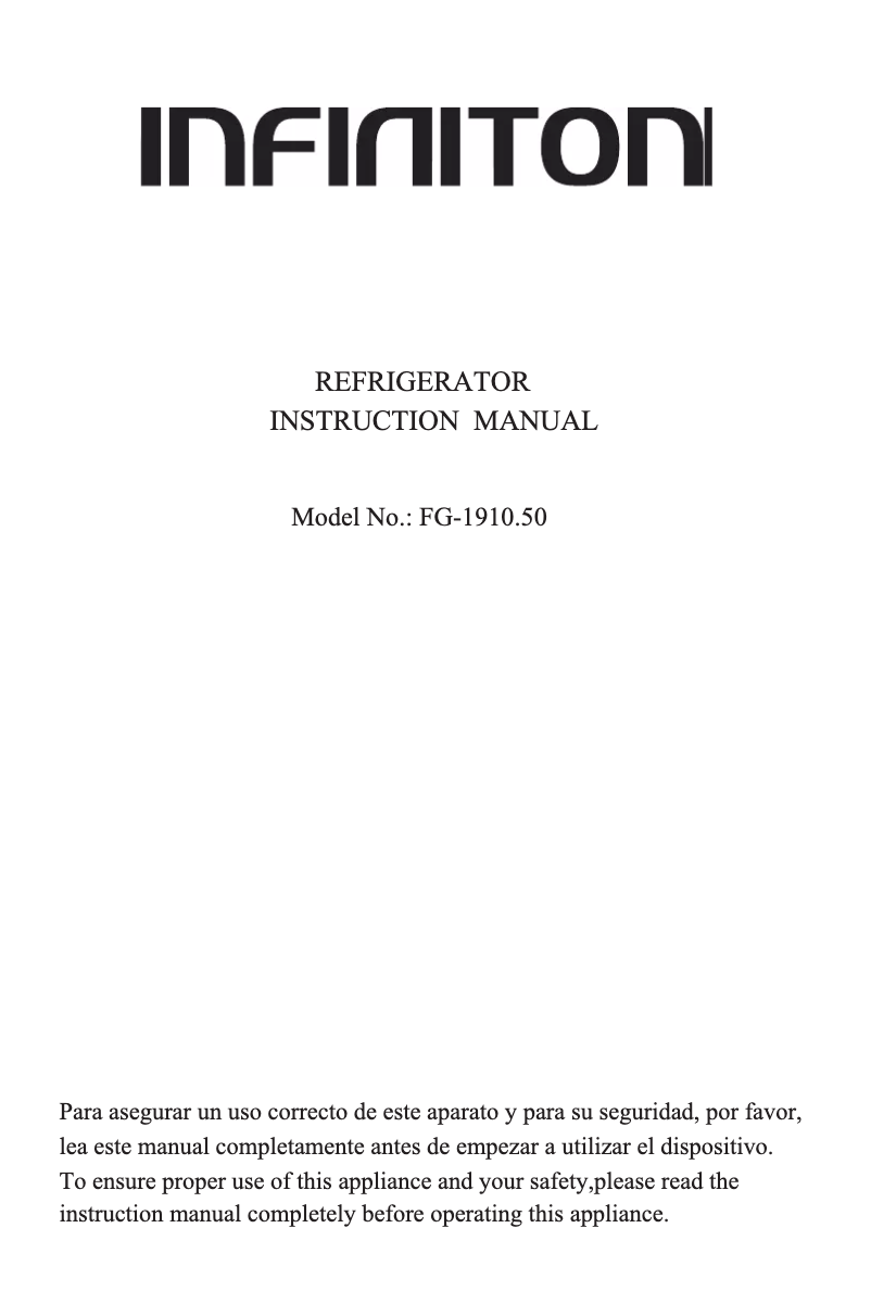 Page 1 de la notice Manuel utilisateur Infiniton FG-1910.50
