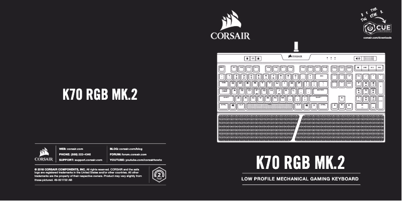 Page 1 de la notice Manuel utilisateur Corsair K70 RGB MK.2