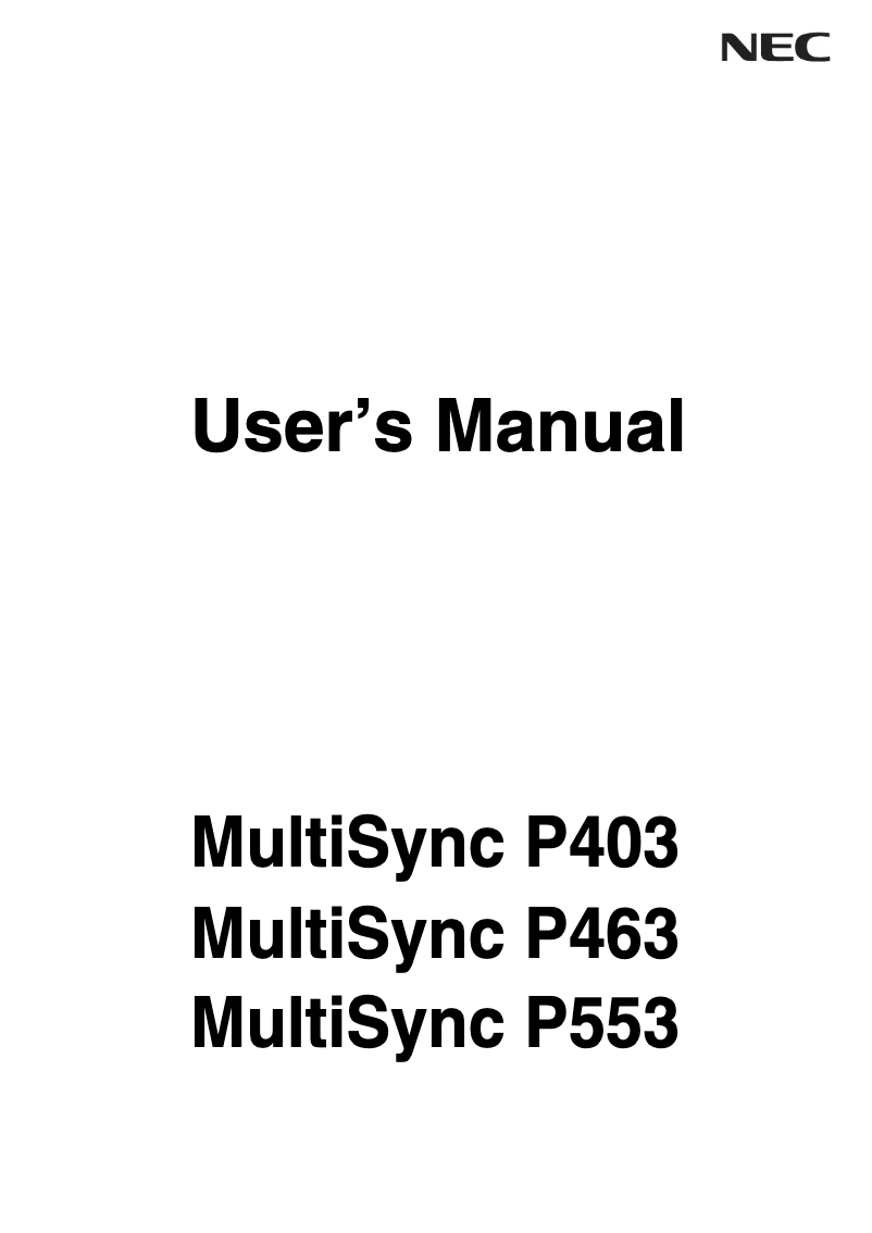 Imagen de la primera página del manual del dispositivo MultiSync P463-DRD