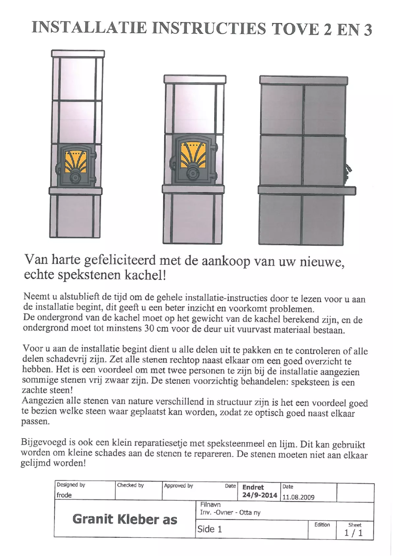 Image de la première page du manuel de l'appareil Tove 2