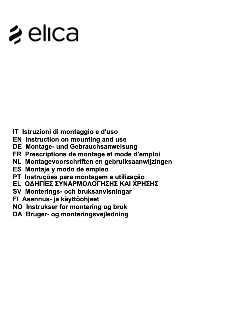 Page 1 de la notice Manuel utilisateur Elica HAIKU PRF0146264