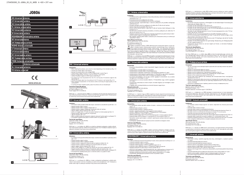 Page 1 de la notice Manuel utilisateur Emos J0806