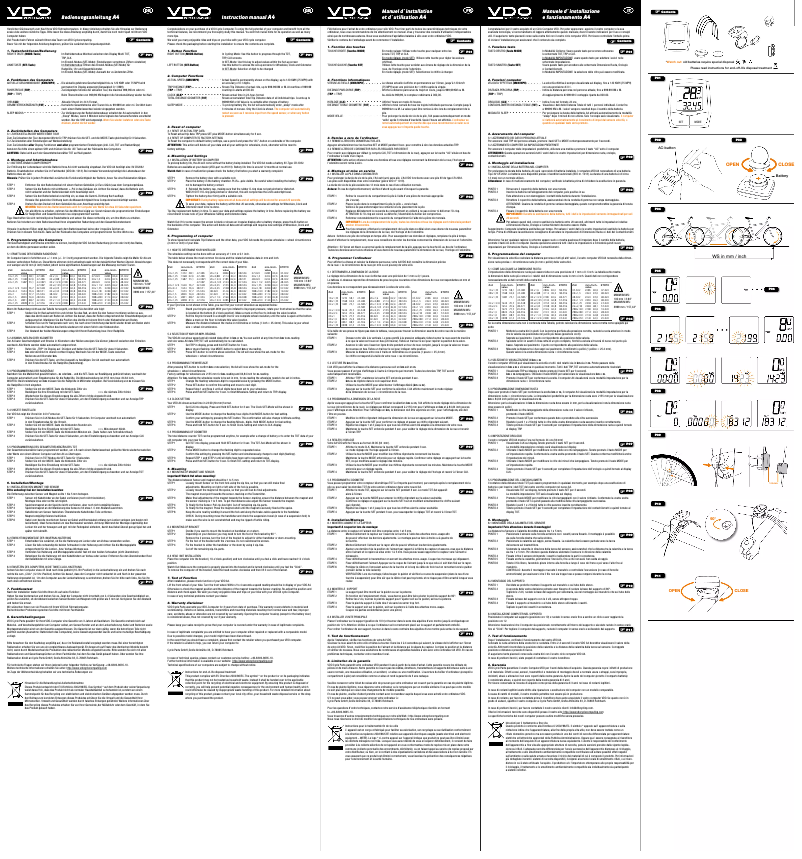 Page n°1 - Manuel utilisateur VDO A4