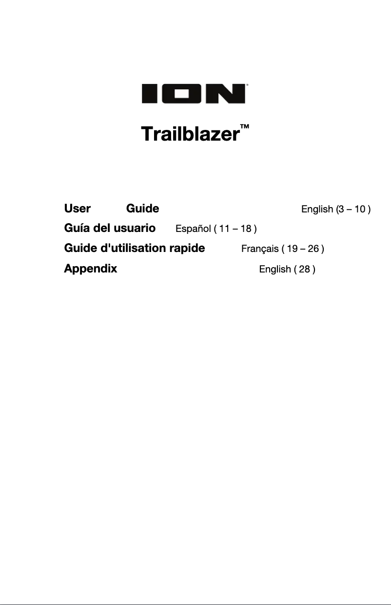 Page 1 de la notice Manuel utilisateur ION Trailblazer
