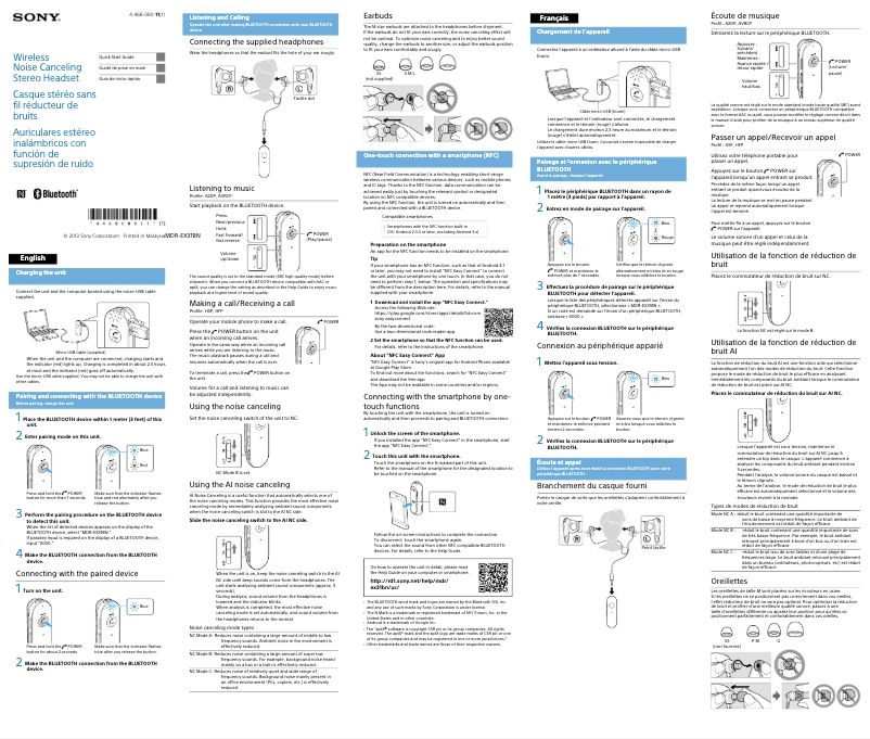 Página 1 del manual Guía de instalación Sony MDR-EX31BN