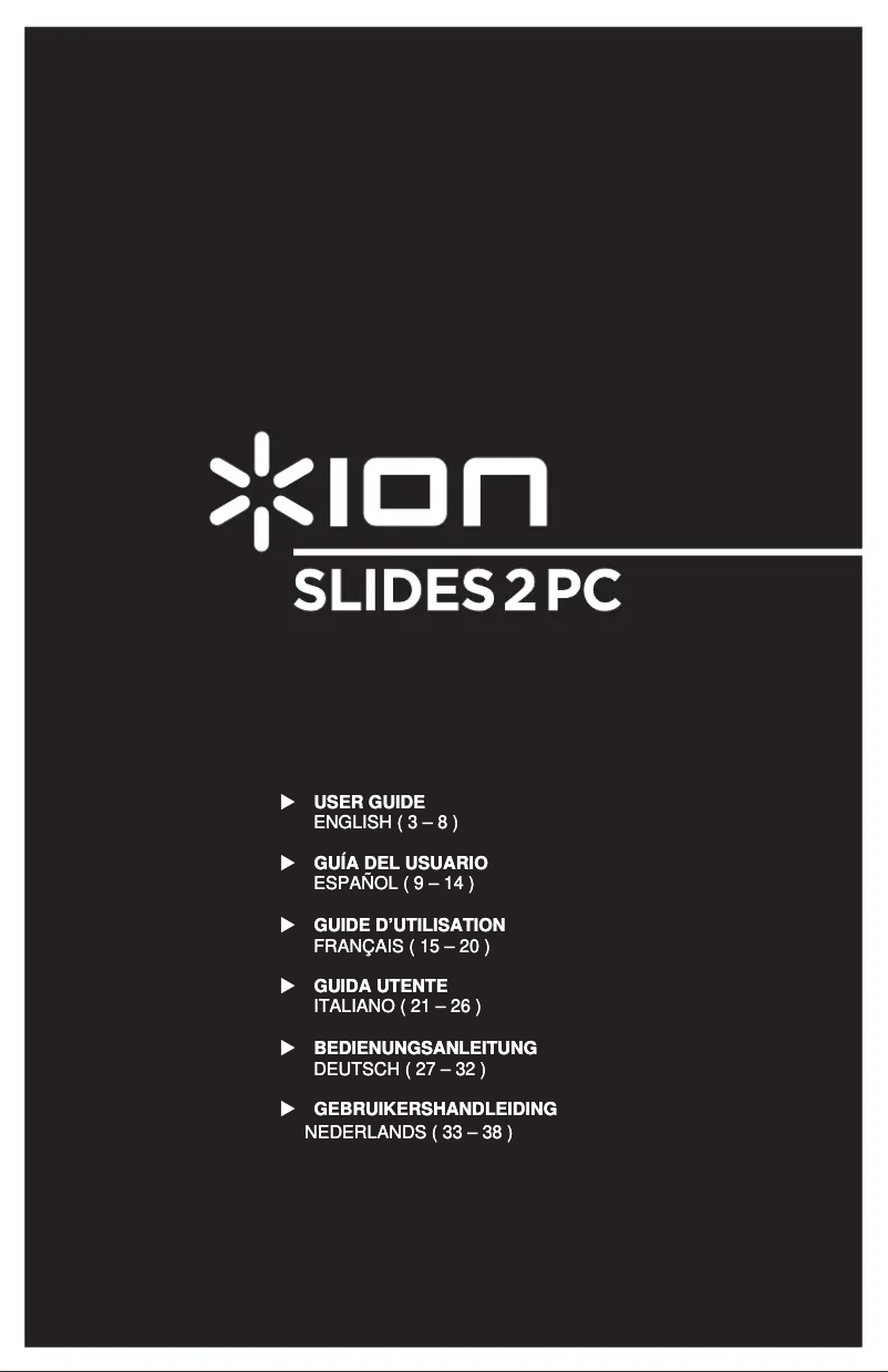 Page n°1 - Manuel utilisateur ION Slides2PC