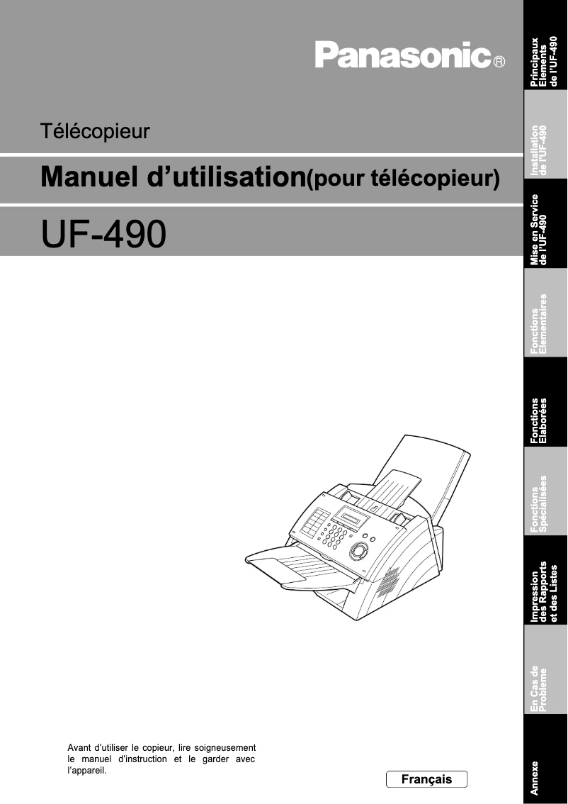 Page n°1 - Manuel utilisateur Panasonic Panafax UF-490