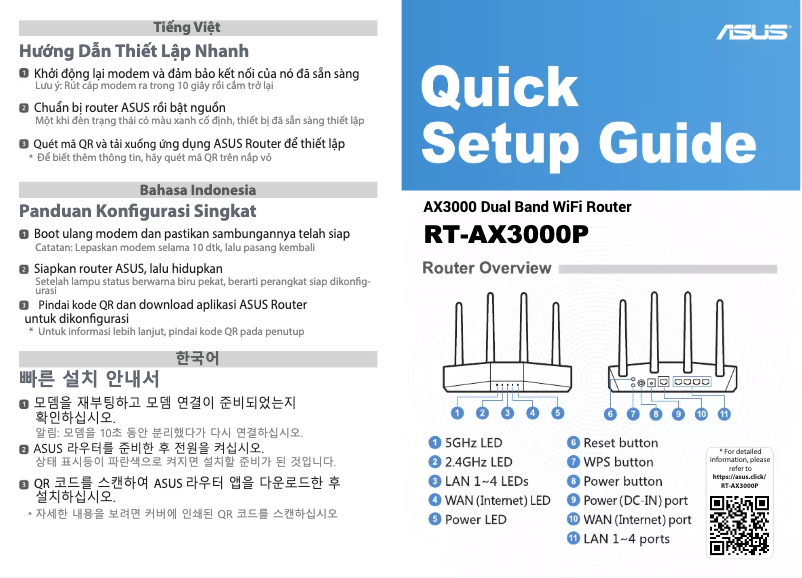 Page n°1 - Guide de démarrage rapide Asus RT-AX3000P