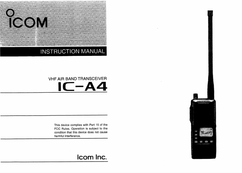 Page 1 de la notice Manuel utilisateur ICOM IC-A4