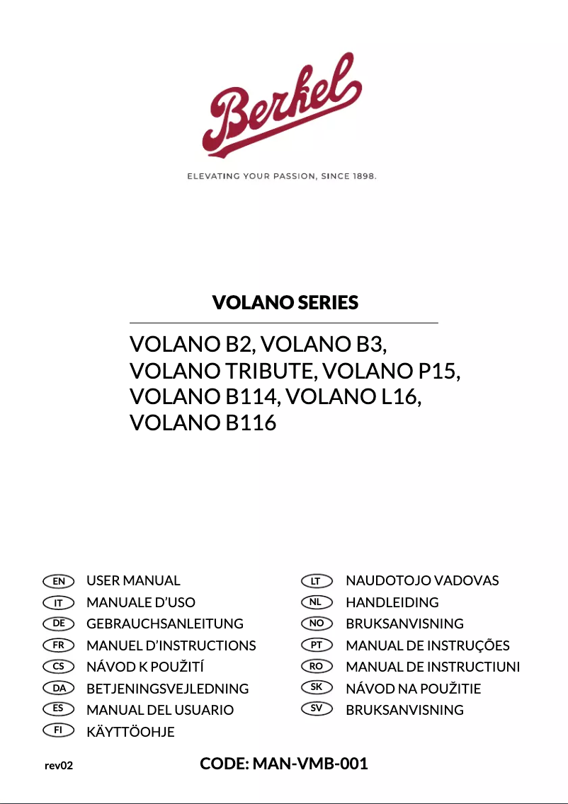 Page n°1 - Manuel utilisateur Berkel Volano L16