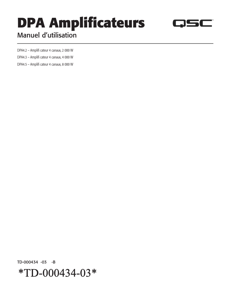Page 1 de la notice Manuel utilisateur QSC DPA 4.2