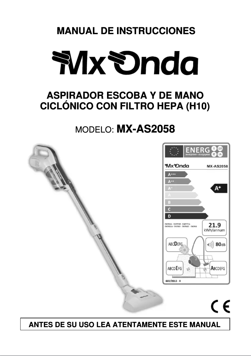 Page 1 de la notice Manuel utilisateur Mx Onda MX-AS2058