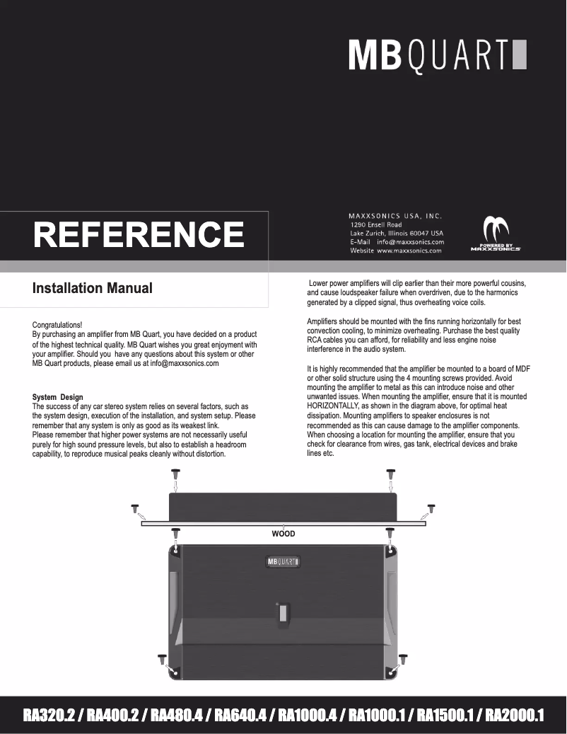 Page 1 de la notice Manuel utilisateur MB Quart RM1000.1