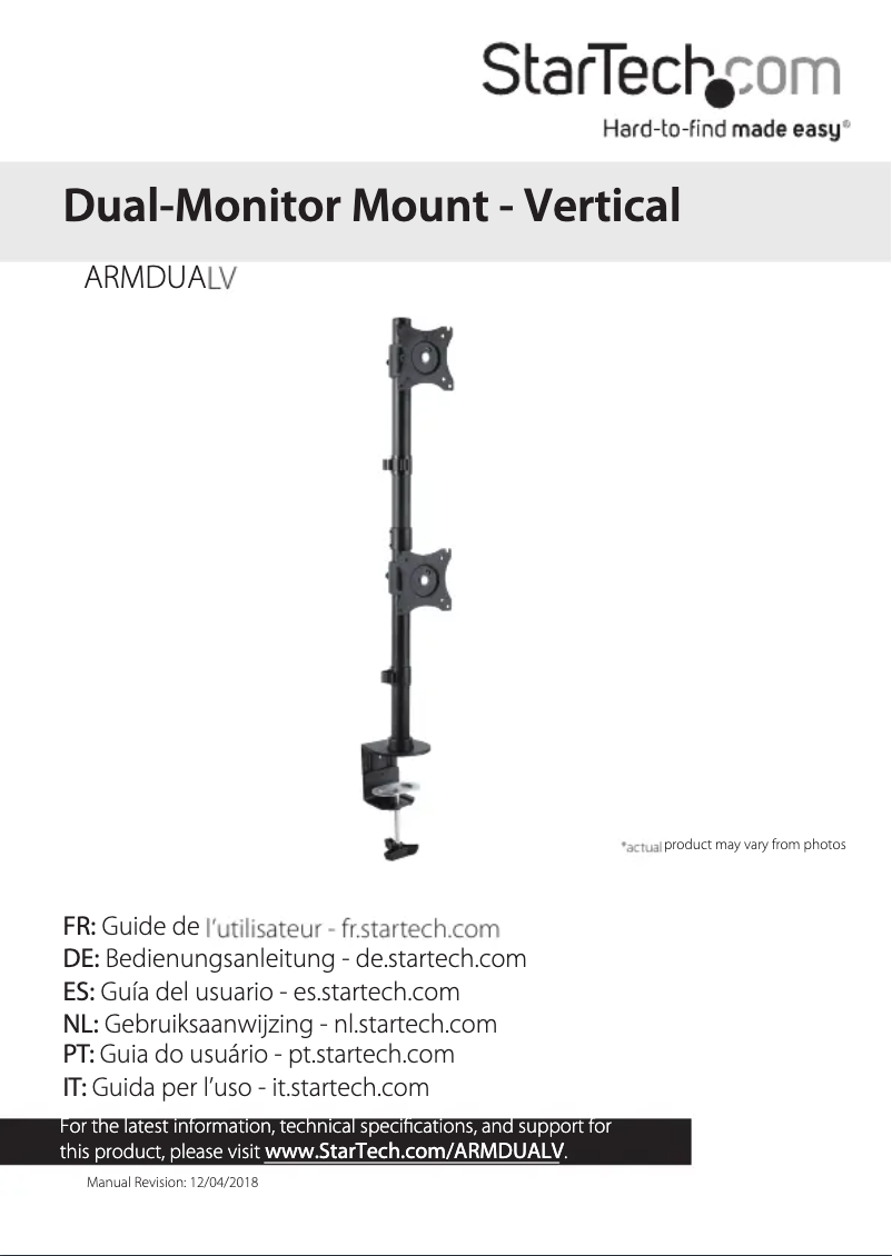 Image de la première page du manuel de l'appareil ARMDUALV
