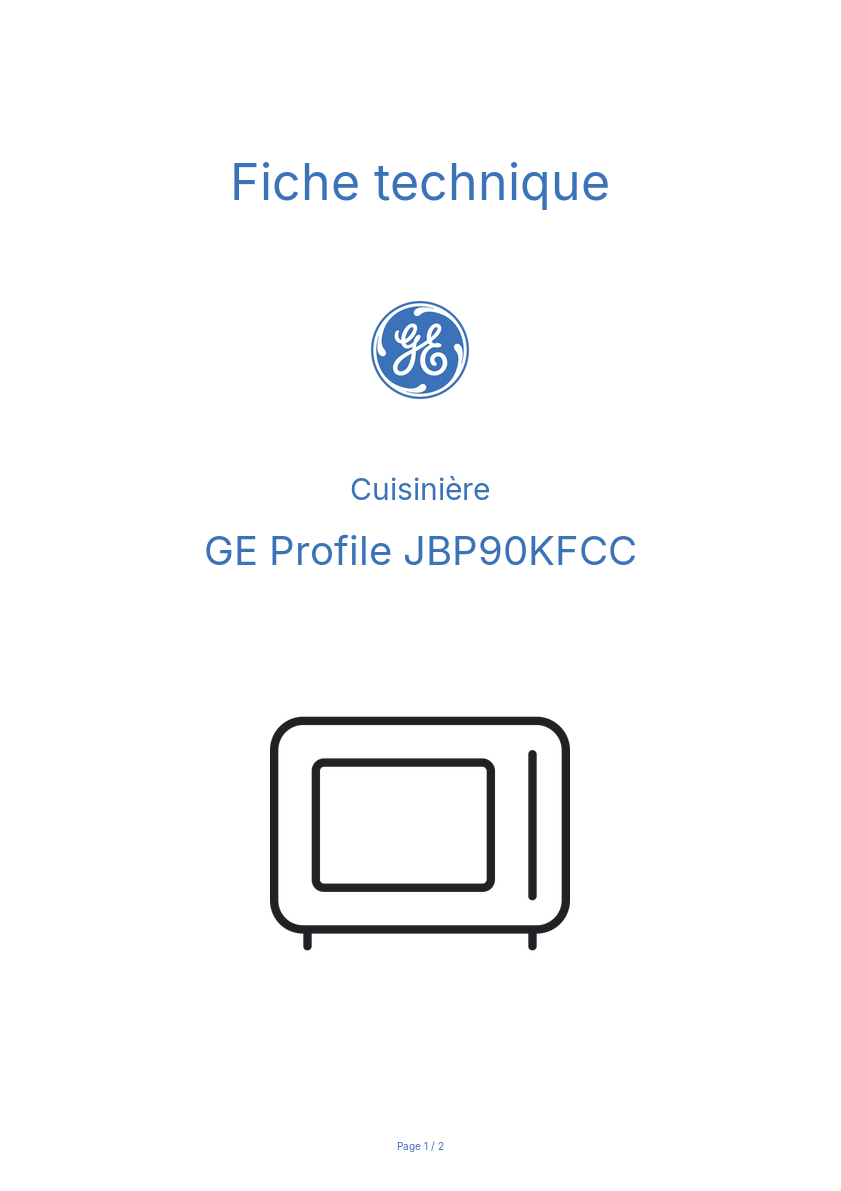 Image de la première page du manuel de l'appareil Profile JBP90KFCC