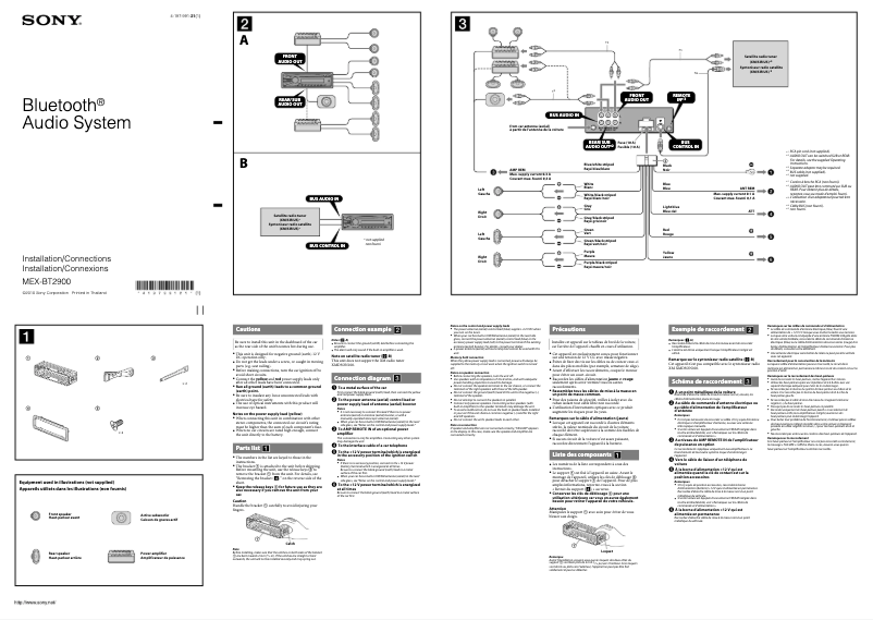Page n°1 - Guide d'installation Sony MEX-BT2900