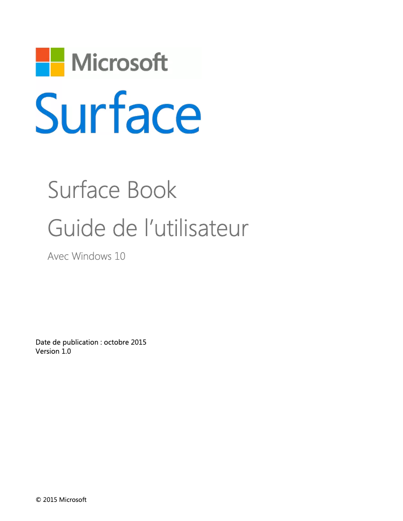 Page 1 de la notice Manuel utilisateur Microsoft Surface