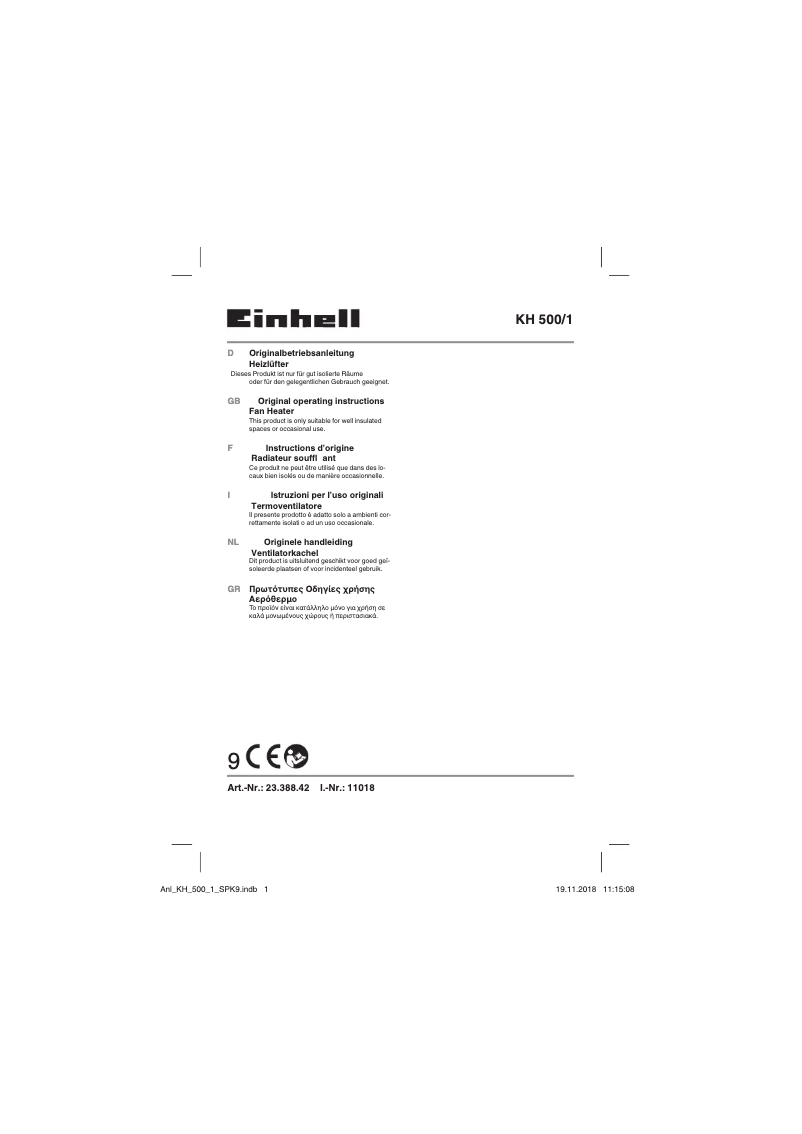 Image de la première page du manuel de l'appareil KH 500/1
