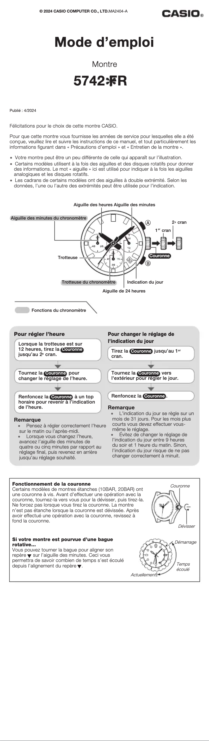 Page n°1 - Manuel utilisateur Casio Edifice EFB-680