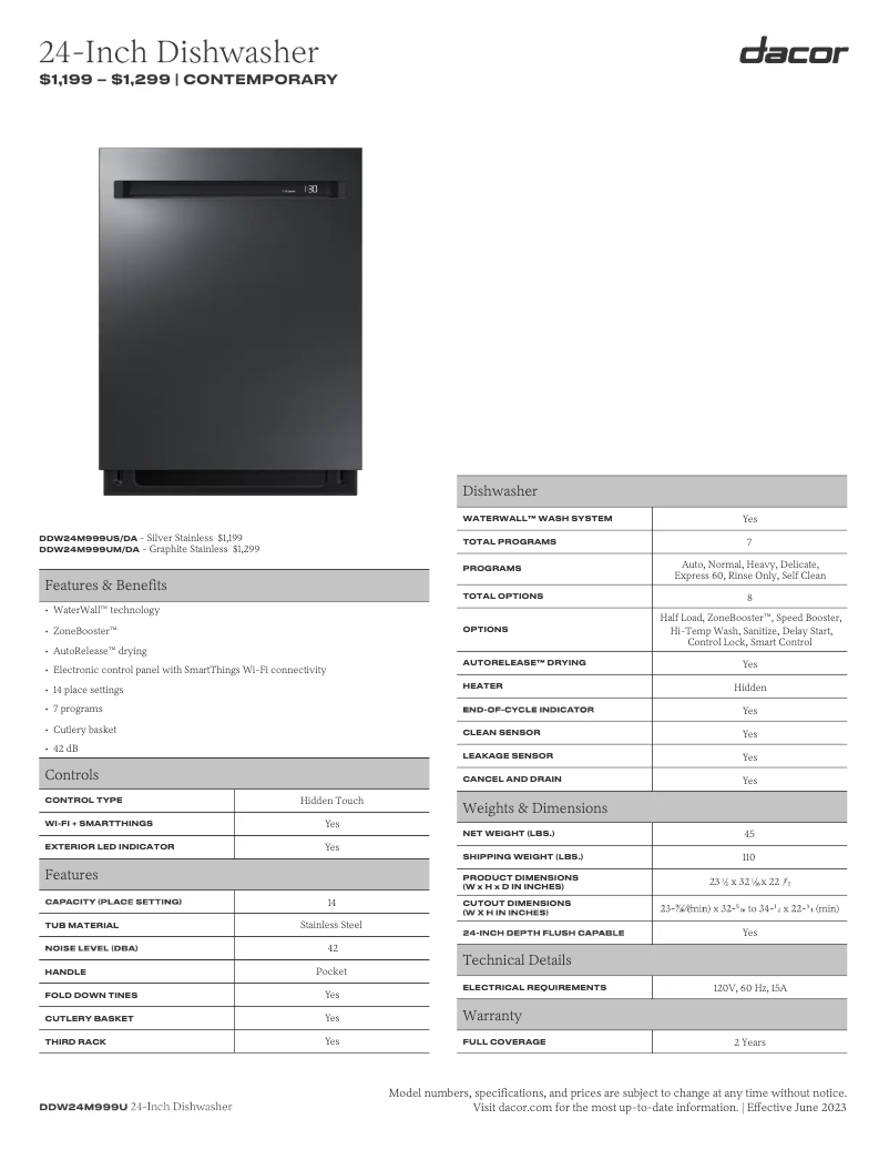 Image de la première page du manuel de l'appareil DDW24M999US
