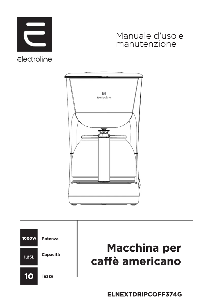 Page 1 de la notice Manuel utilisateur Electroline ELNEXTDRIPCOFF374G