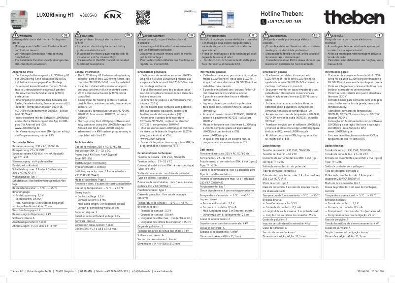 Page n°1 - Manuel utilisateur Theben LUXORliving H1