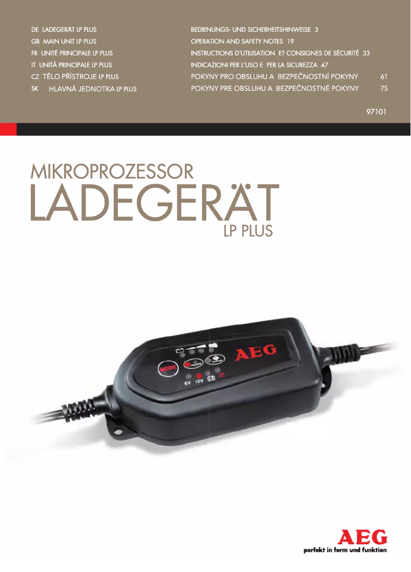 Page 1 de la notice Manuel utilisateur AEG LP Plus