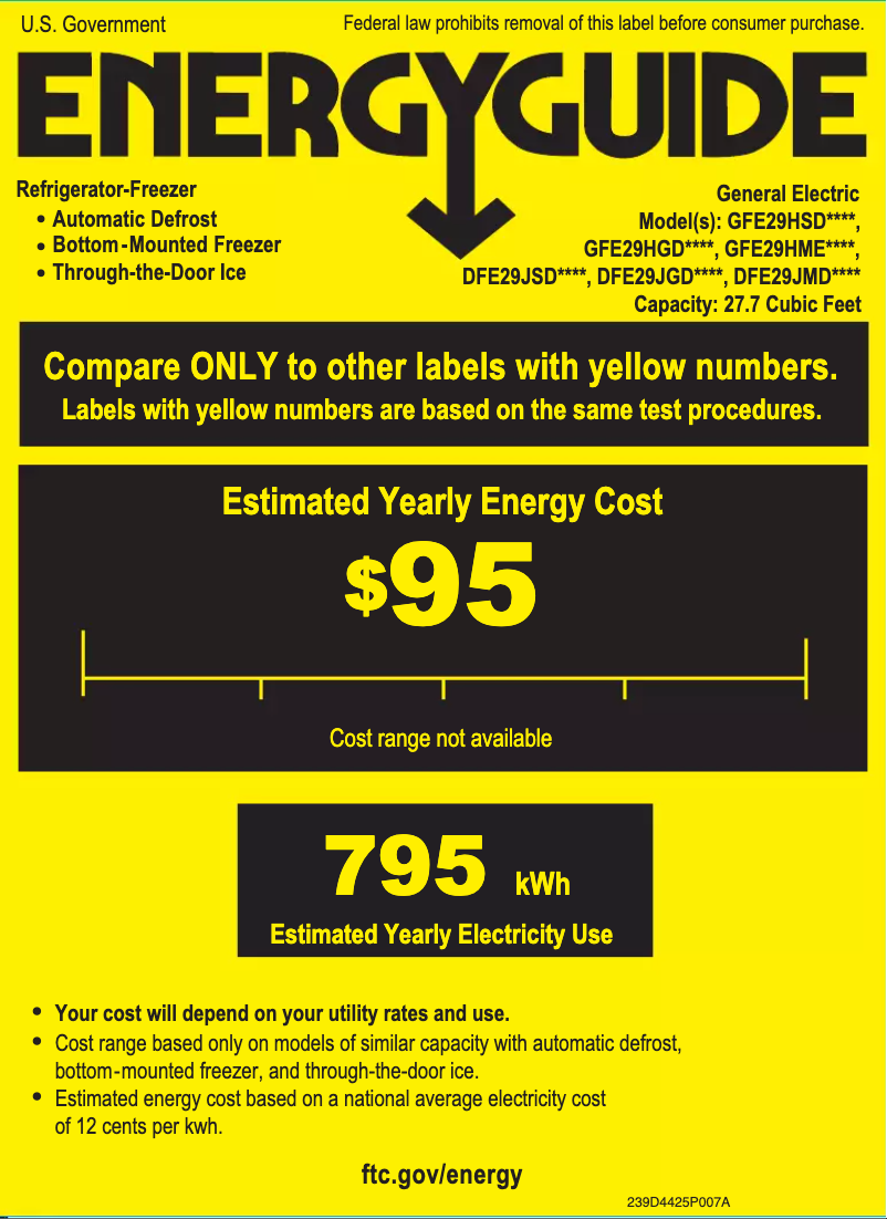 Page 1 de la notice Label énergétique Adora DFE29JGDWW
