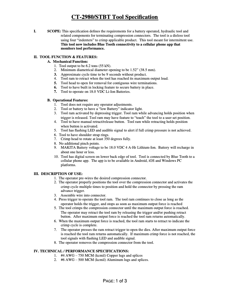 Page n°1 - Fiche technique Panduit CT-2980/STBT