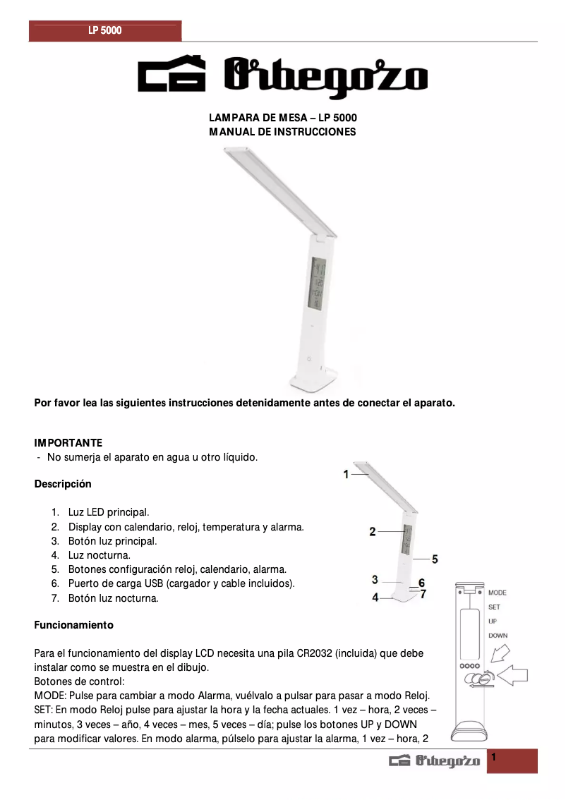Image de la première page du manuel de l'appareil LP 5000