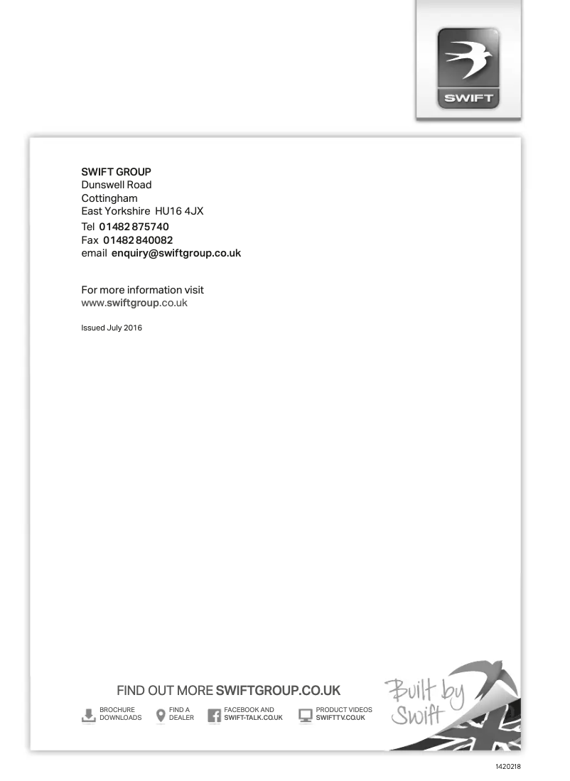 Page 1 de la notice Manuel utilisateur Swift Basecamp (2017)