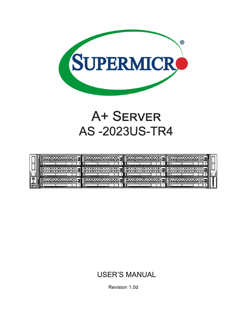 Image de la première page du manuel de l'appareil A+ Server 2023US-TR4