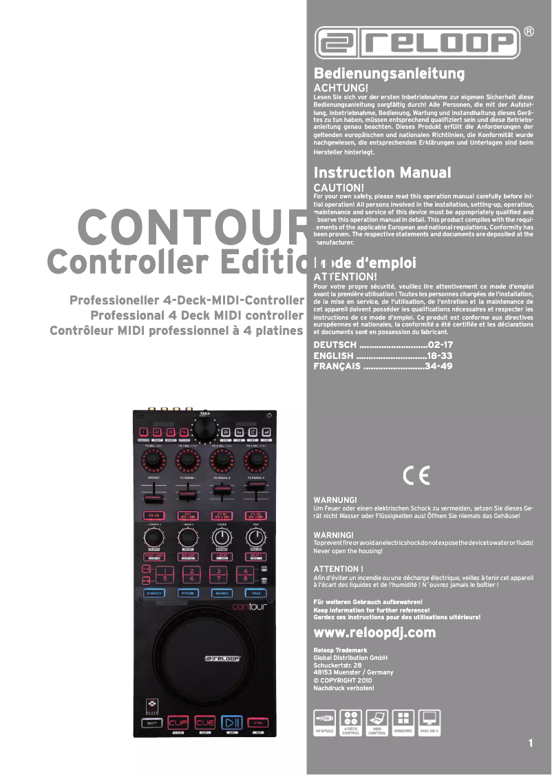 Page n°1 - Manuel utilisateur Reloop Contour Controller Edition
