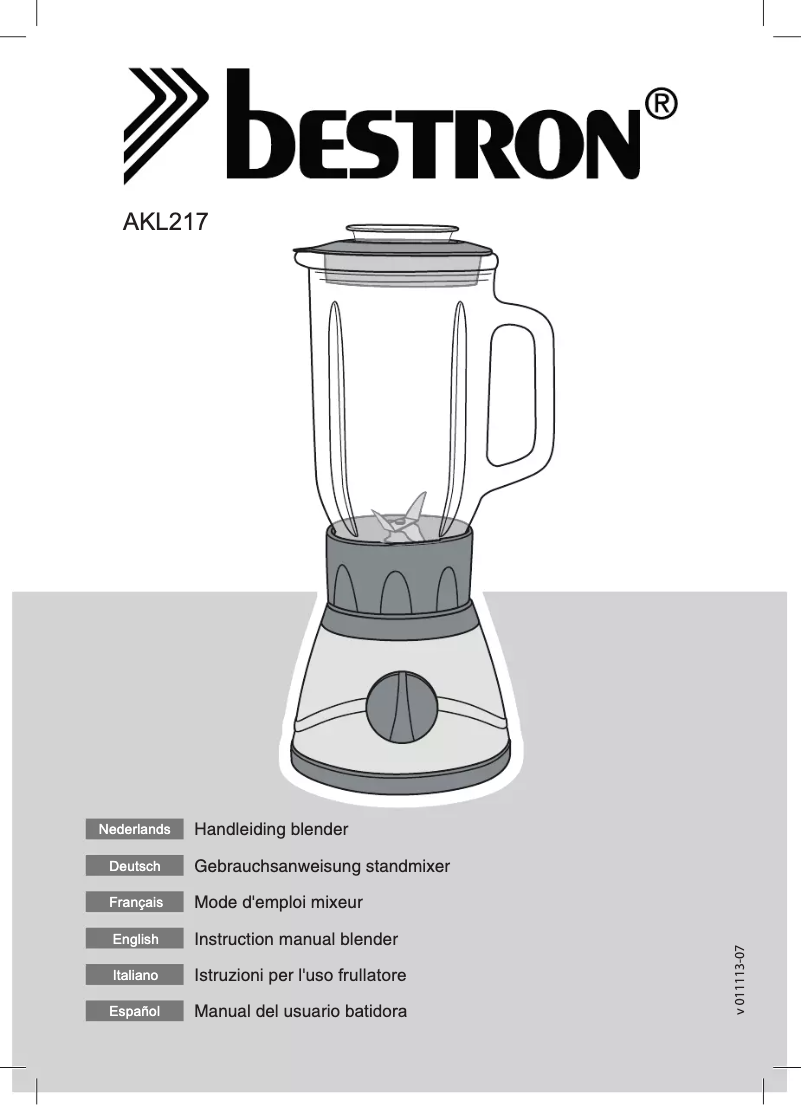 Page 1 de la notice Manuel utilisateur Bestron AKL217