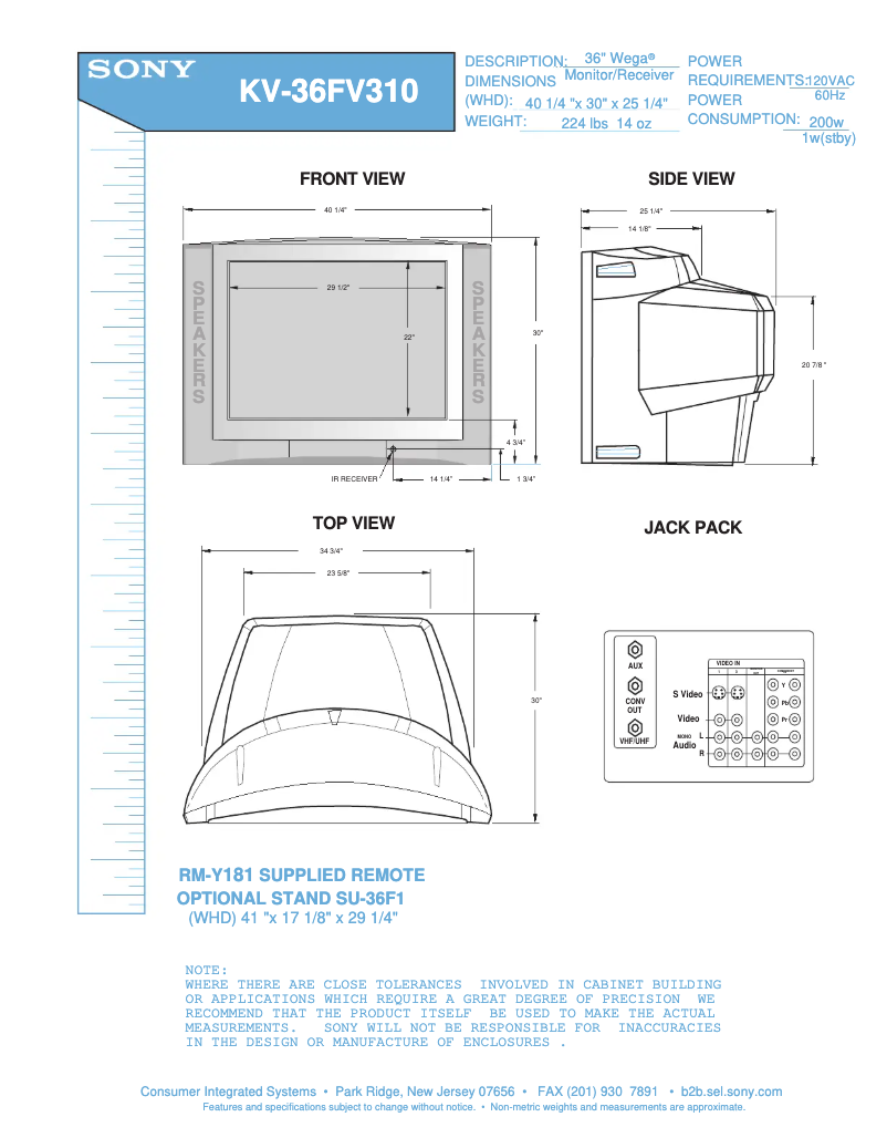 Image de la première page du manuel de l'appareil KV-36FV310