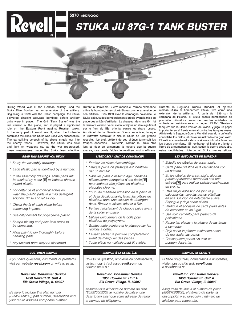 Page n°1 - Manuel utilisateur Revell Stuka Ju 87G-1