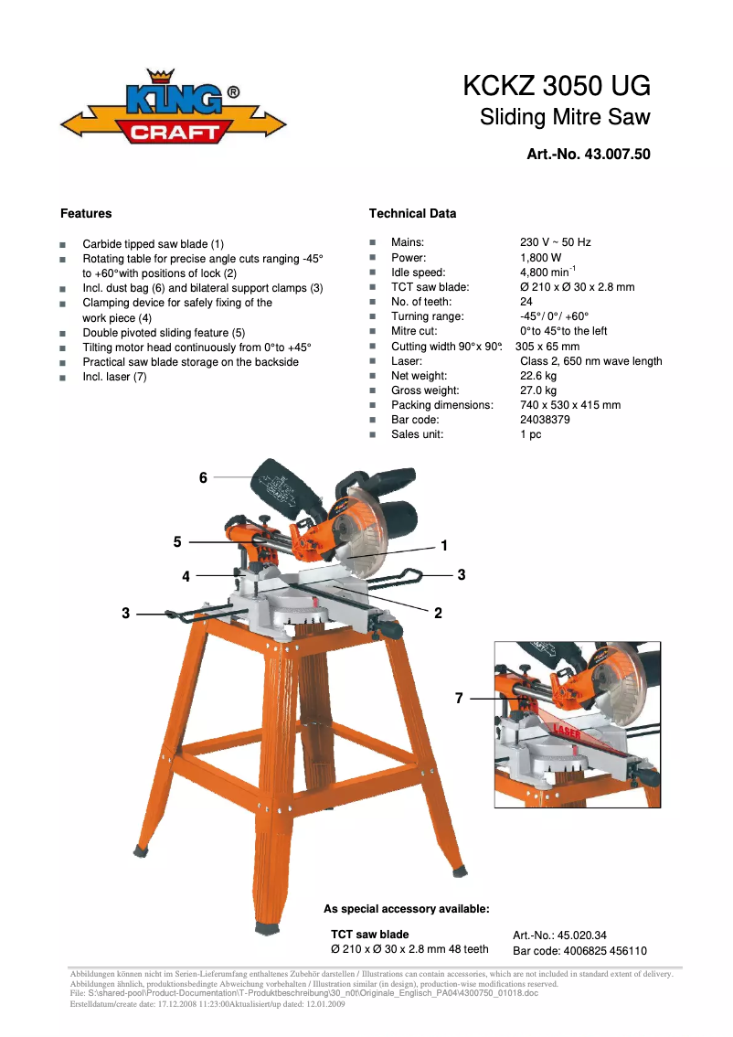 Image de la première page du manuel de l'appareil KCKZ 3050 UG