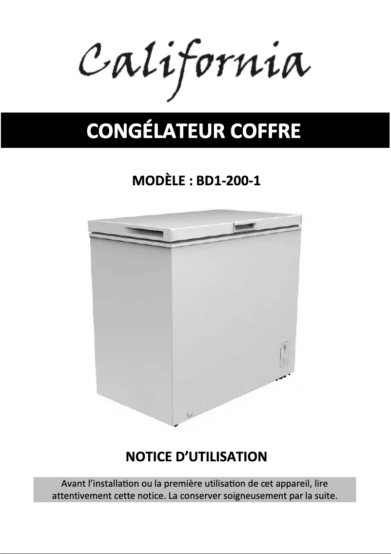Page n°1 - Manuel utilisateur California BD1-200-1
