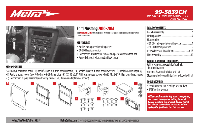 Page 1 de la notice Manuel utilisateur AXESS 99-5839CH