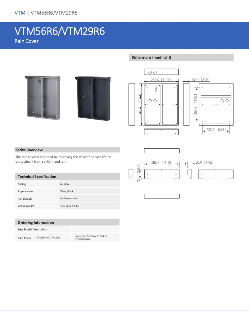 Page 1 de la notice Manuel utilisateur Dahua Technology VTM29R6
