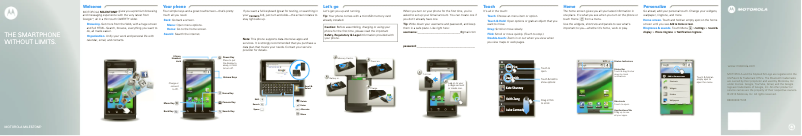 Page 1 de la notice Manuel utilisateur Motorola Milestone A854