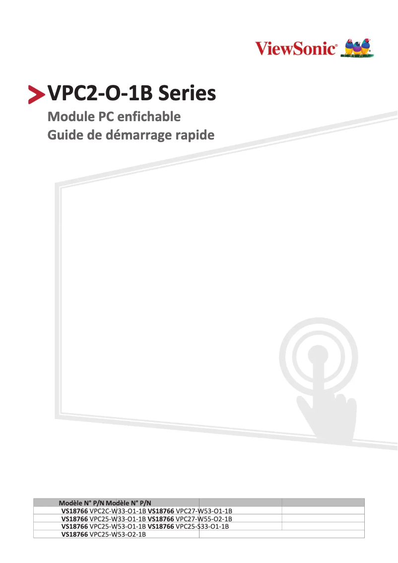 Page 1 de la notice Guide de démarrage rapide Viewsonic VPC27-W55-O2-1B