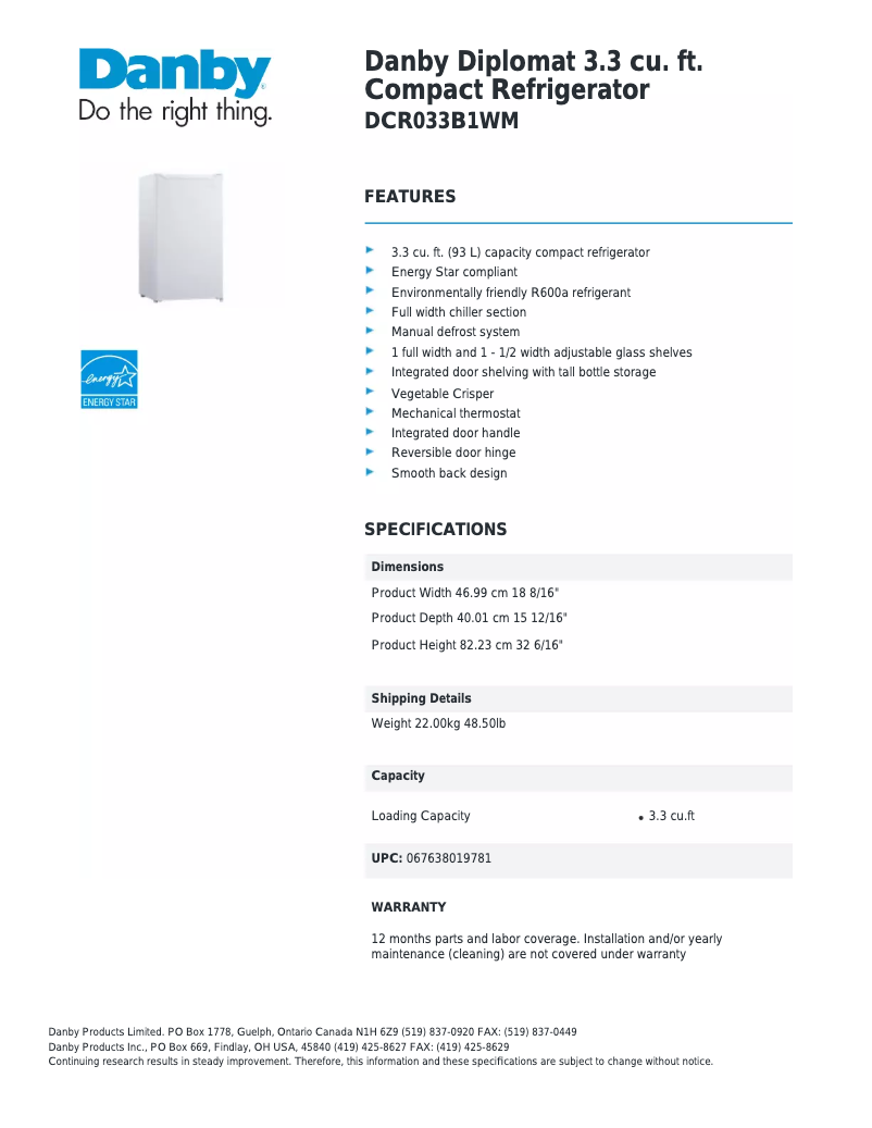 Image de la première page du manuel de l'appareil Diplomat DCR033B1WM