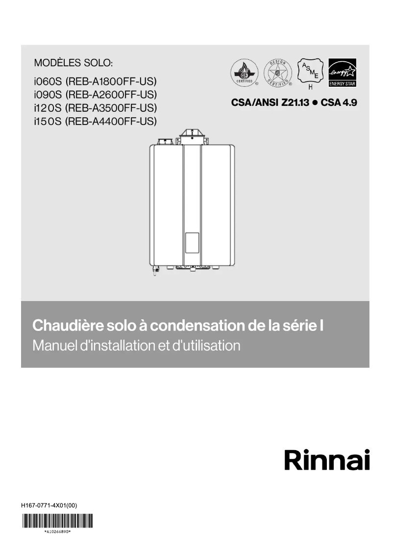 Page 1 de la notice Guide d'installation Rinnai i060SN