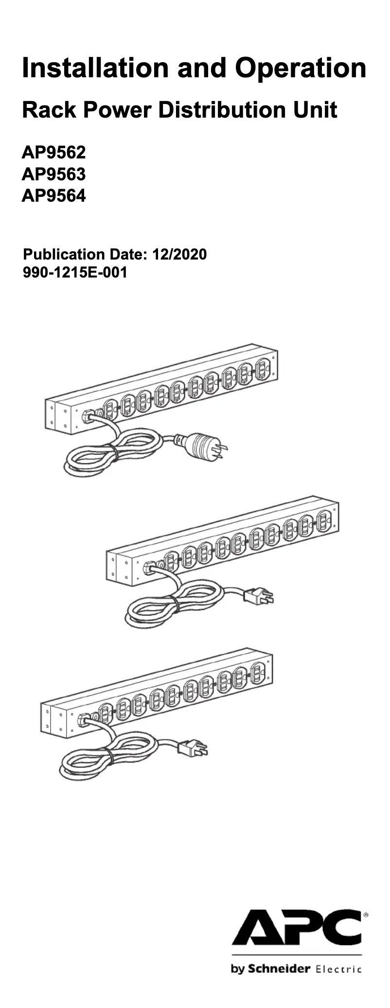 Page 1 de la notice Manuel utilisateur APC AP9563