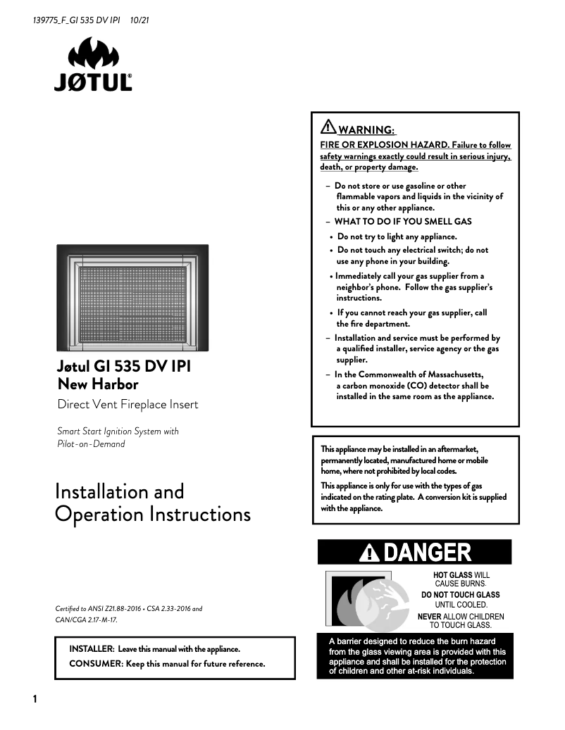 Página 1 del manual Manual de usuario Jøtul GI 535 DV IPI