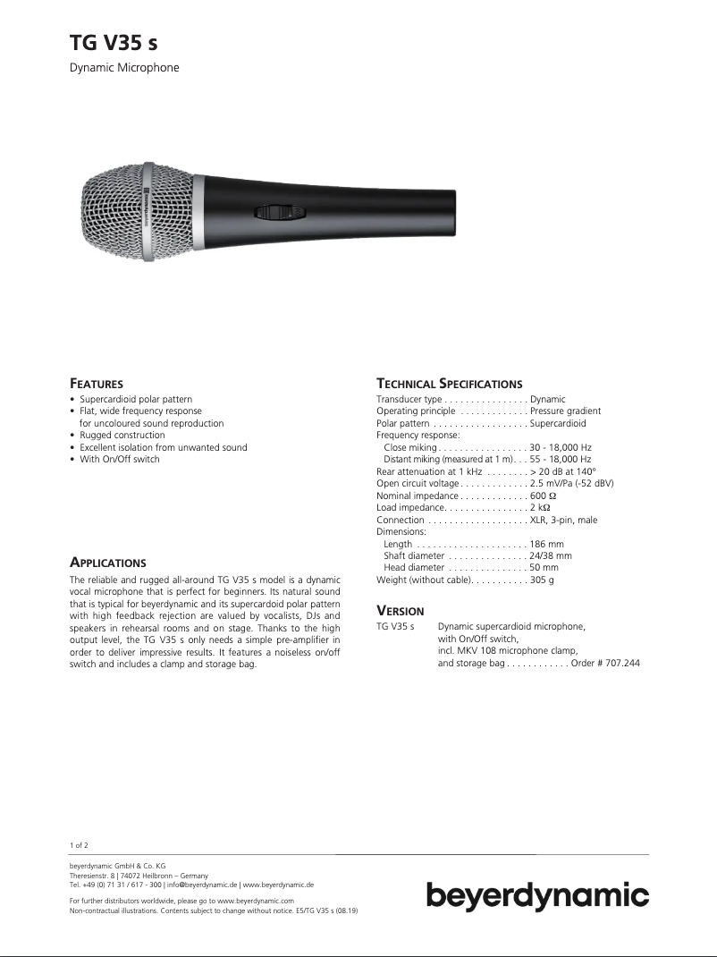 Image de la première page du manuel de l'appareil TG V35 s
