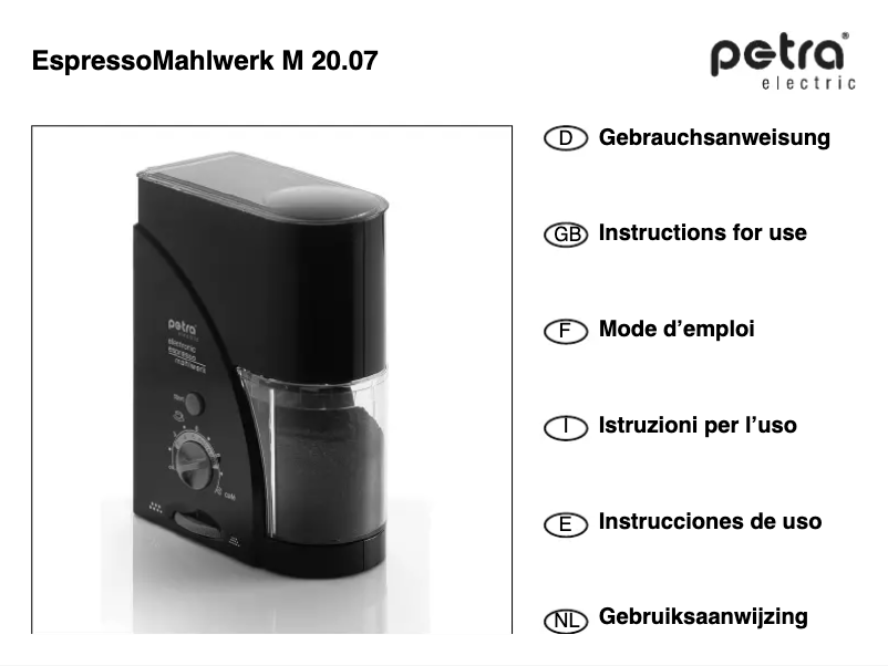 Page 1 de la notice Manuel utilisateur Petra Electric M 20.07