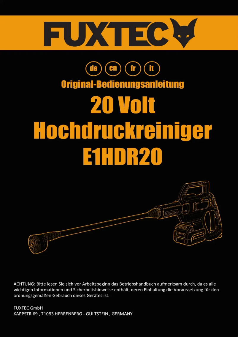 Page 1 de la notice Manuel utilisateur Fuxtec FX-E1HDR20