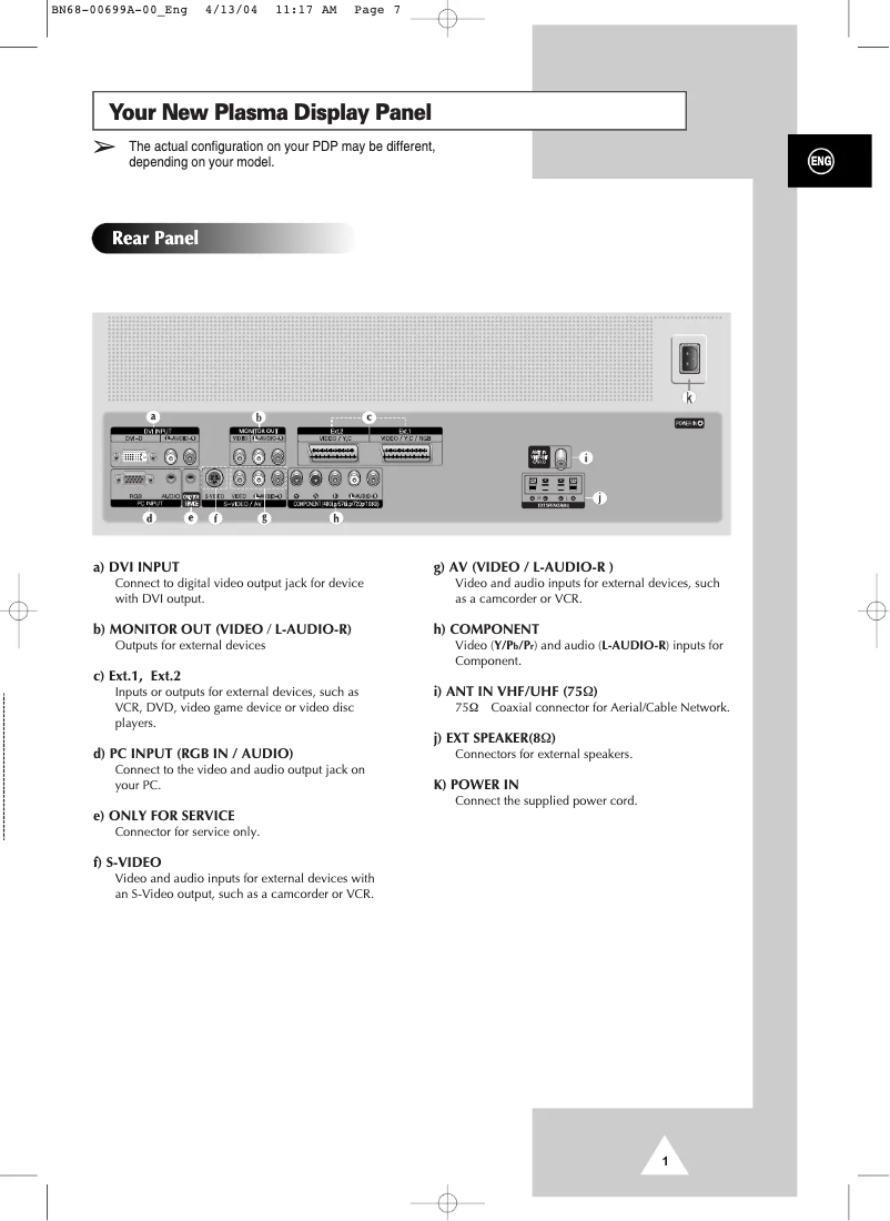 Page 1 de la notice Guide de démarrage rapide Samsung PS-42V4S